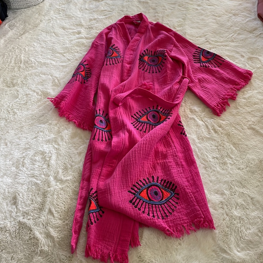 Turkish Cotton Robe OS New WO Tags - Picture 3 of 8